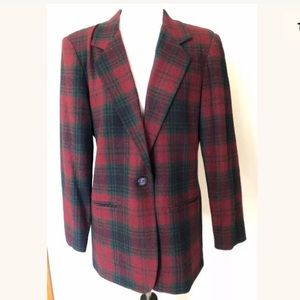 VTG 90s Sag Harbor Plaid Tartan Blazer prep